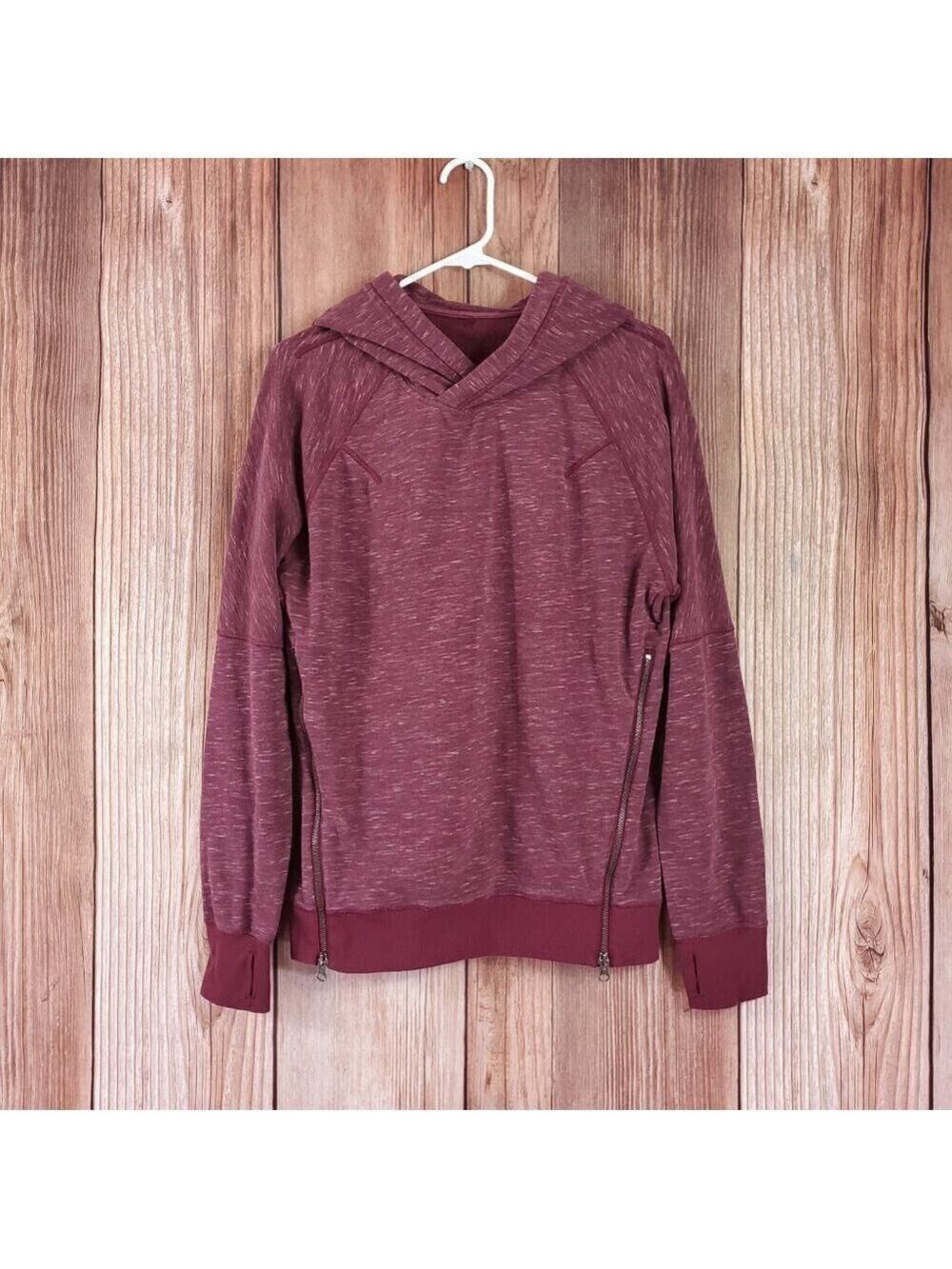 Lululemon Womens Size 4 Om & Roam Side Zips Pullover Hoodie Heathered Rust Berry